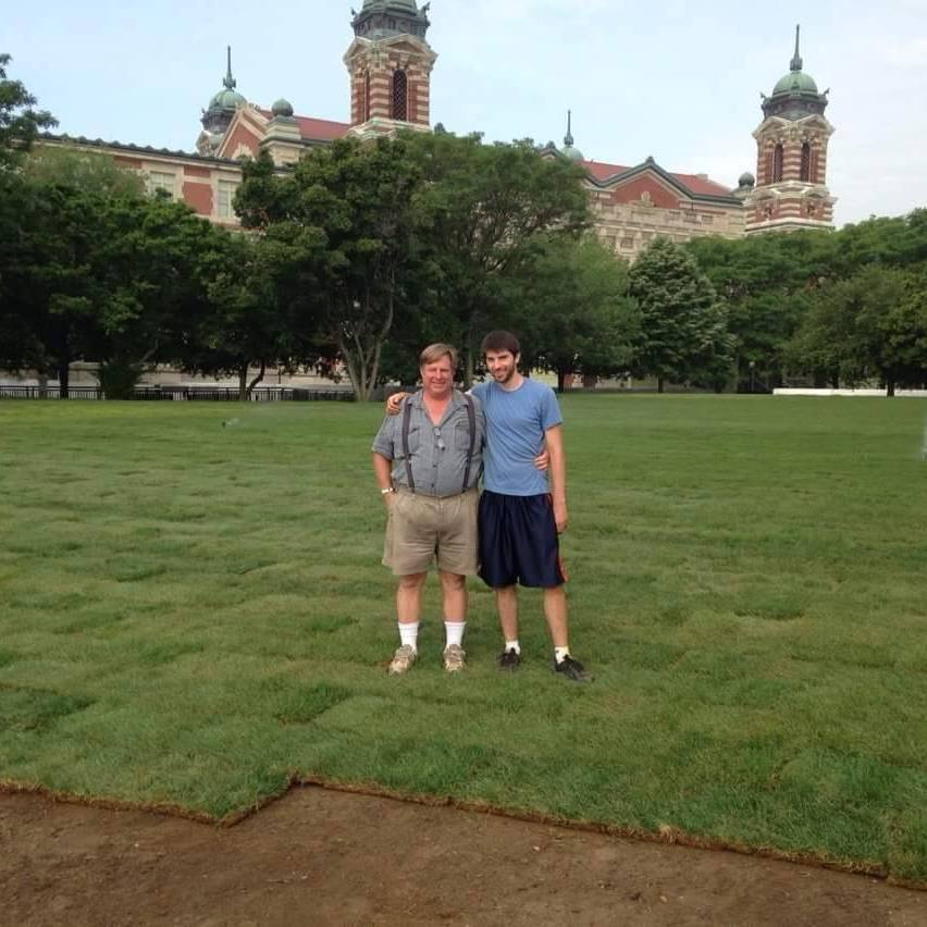 Mike and Vinnie Tober at the Ellis Island waterfront